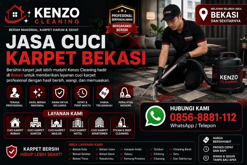 Jasa Cuci Karpet Bekasi | Kenzo Cleaning – Bersihnya Niat, Wanginya Bikin Betah